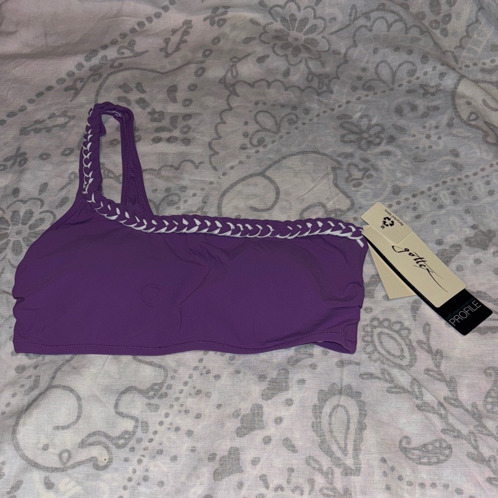 NEW Profile By Gottex Kundala One Shoulder Bikini Top Sz 10